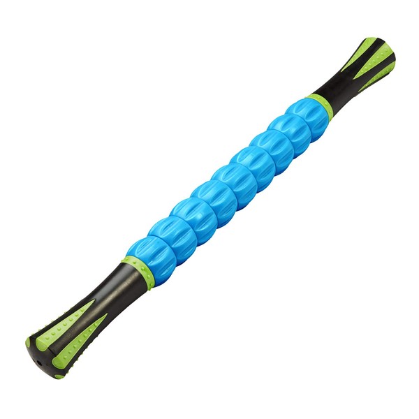 REEHUT Muscle Roller Massage Stick Tool for Athletes, 18 Inches Muscle Roller for Relieving Muscle Soreness, Soothing Cramps, Massage, Physical Therapy & Body Recovery Blue