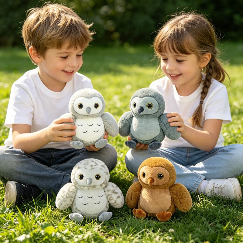 MorisMos 4 Pack Owl Stuffed Animals, 7.8 Inch Small Owl