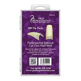 Pro Impressions Advance Natural Cut Out/Half Well 50 Nail Tips, Refill Size 7