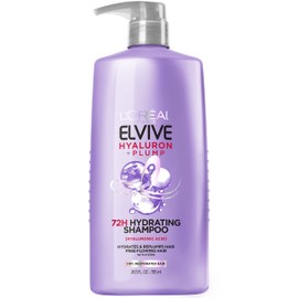 L'Oreal Paris Elvive Hyaluron Plump Hydrating Shampoo for Dehydrated, Dry Hair Infused with Hyaluronic Acid Care Complex, Paraben-Free, 26.5 Fl Oz