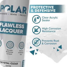Polar Clear Satin Flawless Lacquer Spray - 2 x 13.5 Fl Oz - Clear Coat Spray Paint - Non-Yellowing & Scratch Resistant - Interior & Exterior Surfaces for Wood, Metal, Plastics, Glass & Ceramics