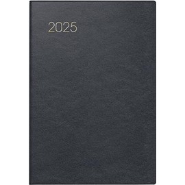 BRUNNEN Pocket Diary Model 723 (2025), 2 Pages = 1 Week, A7, 160 Pages, Leather Cover, Black