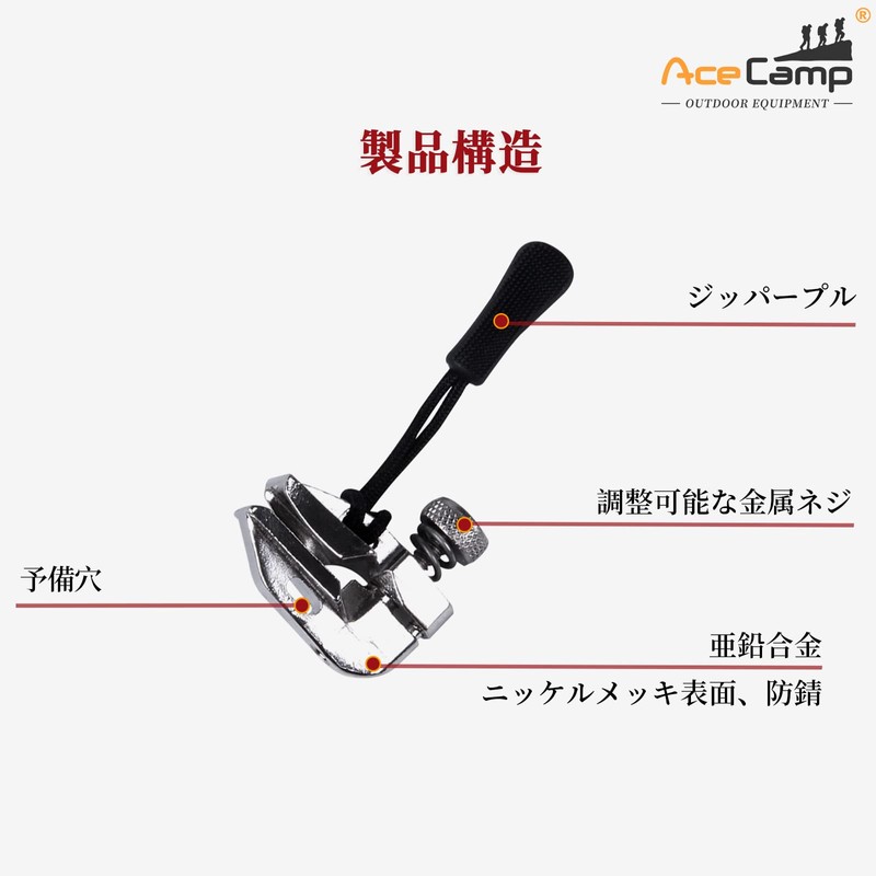 AceCamp Sewn Replacement Zipper, Zipper Repair Kit Pull Tabs (Black,