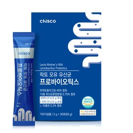 치스코 락토 모유유산균 프로바이오틱스 2gx30포 30억CFU 프락토올리고당 L프롤린, 60g, 1개 Chisco Lactobacillus Breast Milk Probiotics 2gx30 packs 3 billion CFU Fructooligosaccharides L-Proline, 60g, 1 pack
