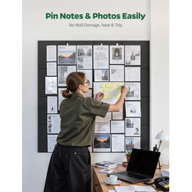 Large Bulletin Board 48" x 36", 12 Pack Blcak Cork Boards for Walls, Self-Adhesive Felt Pushpins Wall Tiles, Display for Messages, DIY Notice, Photo Decorations, Classroom, School, Office, Bedroom