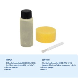 1-2-3 REPAIR® Lederfarbe hellbeige - Professionelles Leder Reparatur Set hellbeige - Effektive Lederpflege für Sofa & Couch - Flüssigleder beige - Einfach & mühelos Leder Risse reparieren & färben