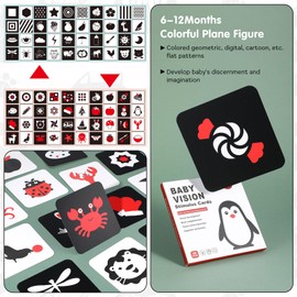 Newborn Essentials High Contrast Baby Sensory Cards, 40 Pcs Black and White Red Baby Flashcards Newborn Visual Stimulation Sensory Toys for Babies & Infants, 0-3-6 Months