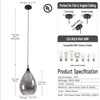 Homebelife Smoked Grey Hammered Glass Pendant Light Modern Matte Black