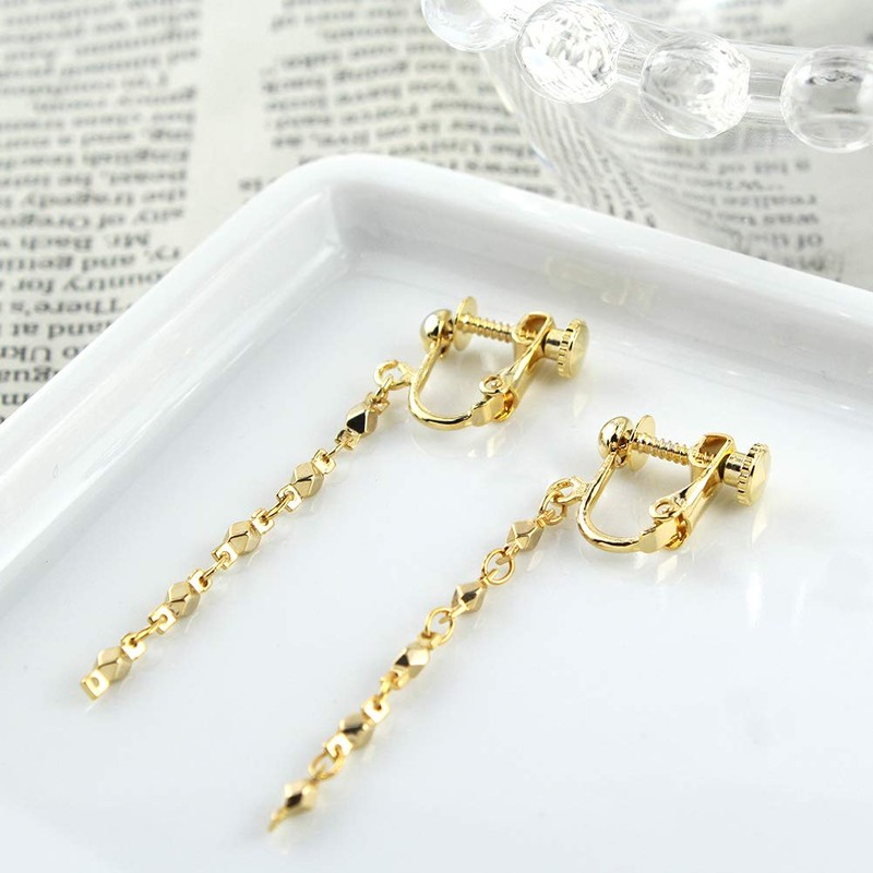 チェーン イヤリング 【お肌に優しいニッケルフリー】 ゴールド (e0239-G)