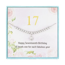 Futesheel 17th Birthday Gifts for Girls, 17 Beads Necklace for 17-Year-Old Girl, Sweet 17 Gifts for Girls, 17 Year Old Birthday Gift Ideas, Sweet 17 Birthday Jewellry for Teenage Girl Gifts