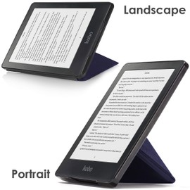 FOREFRONT CASES Case for Kobo Clara HD - Magnetic Protective Case Cover & Stand for Kobo Clara HD - Origami Design - Auto Sleep Wake Function - Thin Lightweight - Navy Blue