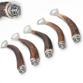 GTK - Geweihe & Trophäen KRUMHOLZ 1 x Bottle Opener with Deer Antlers Rod Stag Horn Handle with End Cap Decoration Deer Flat