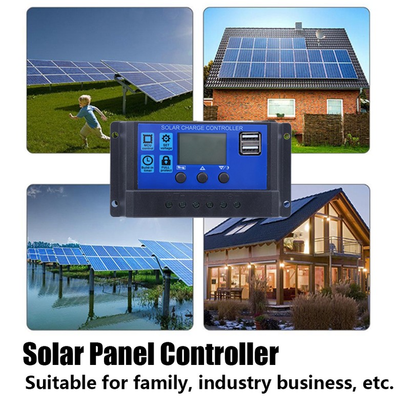 Solar Panel Controller LCD Display Battery Charge Control Dual USB