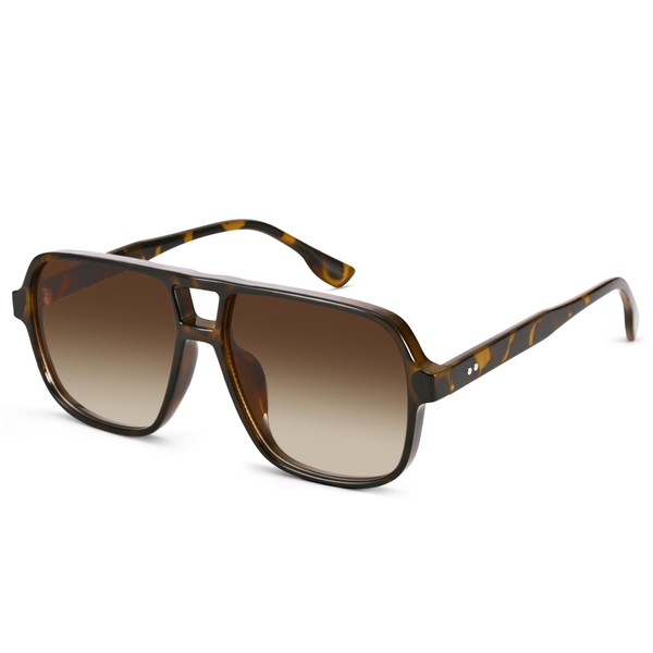 GLARDEFE Oversized Aviator Sunglasses for Women Men - Retro 70s