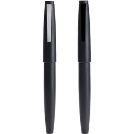 Jinhao 80 - Pluma estilográfica de fibra de carbono cepillada, punta extrafina, gris con clip plateado