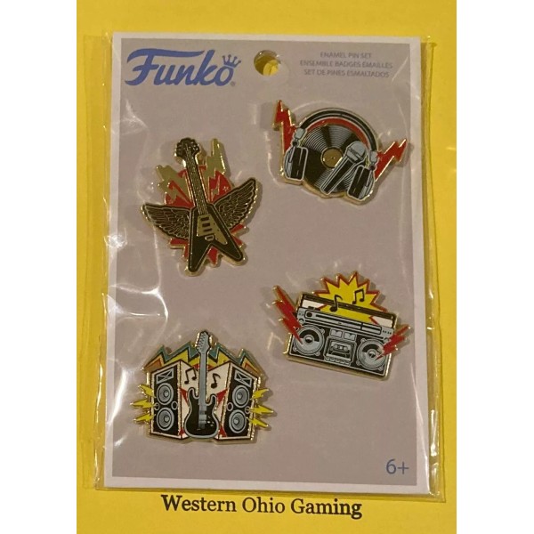 Funko Enamel 4 Piece Pin Set NEW Music Boombox Guitar