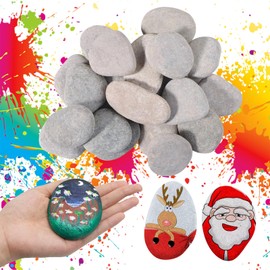 Mein HERZ Stones for Painting, 16 Pieces Flat Stones for Painting, 5-8 cm Large Pebbles Smooth River Pebbles Smooth Craft Pebbles for Colourful Painting & Decoration and Aquariums
