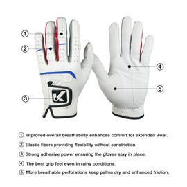 KICAS Nano Materials Golf Gloves, 2-Pack, Breathable and Washable, for Right and Left-Handed Golfers (Medium, Right)