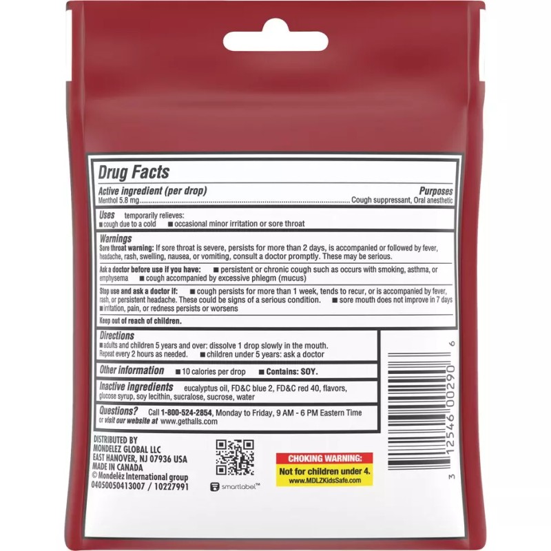 HALLS ~14 Cough Drops ~Cherry, Honey Lemon, or Citrus ~Menthol