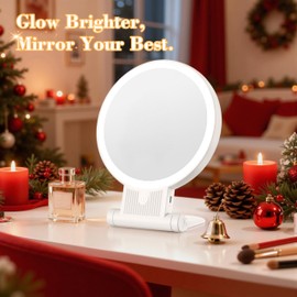 Auxmir 1X/30X Magnifying Mirror with Light, Double Sided Makeup Mirror with Adjustable 3 Color Light, 2000mAh Rechargeable Lighted Magnifying Mirrors with Tweezer, Foldable Travel Mirror with Rotation