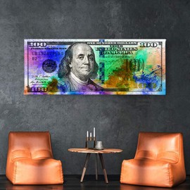 Awesometik" 100 Dollar Bill Money Press Design Canvas Print Art Home. Ready To Hang. Made In USA (Almighty)