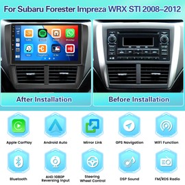 2+64GB【for Subaru Impreza Forester WRX 2008 2009 2010 2011 2012】 Fuluku Android 13 Car Stereo with Wireless Carplay Android Auto, 9'' Touch Screen Car Radio GPS Navigation WiFi Bluetooth SWC Camera