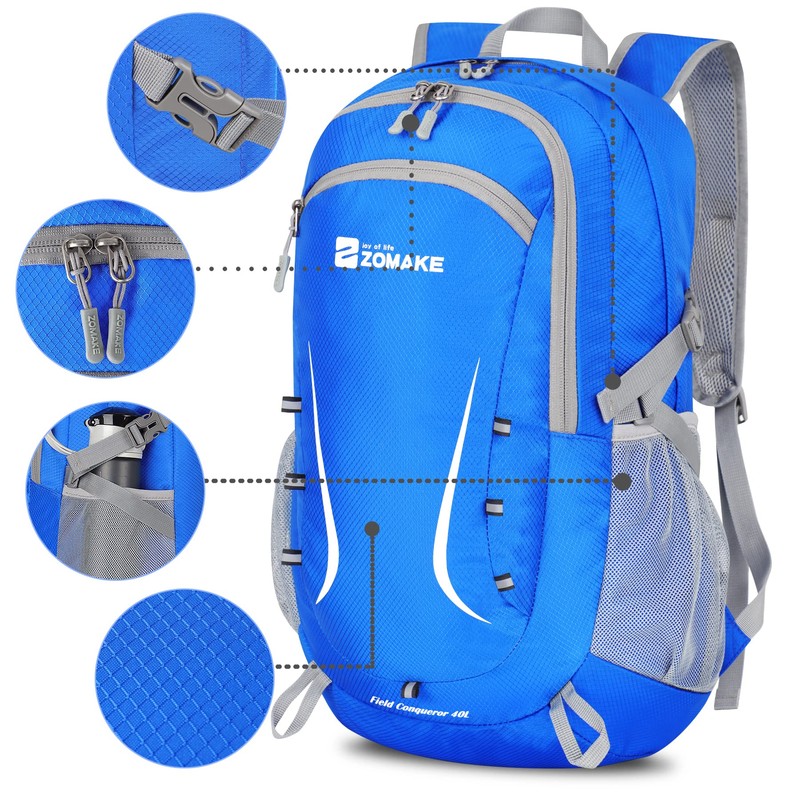 ZOMAKE Foldable Backpack 40 L, Large Lightweight Backpacks Waterproof Hiking