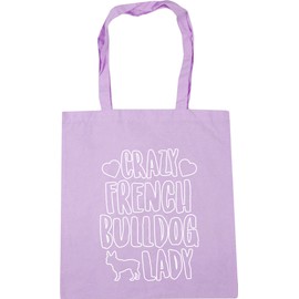 Hippowarehouse Crazy french bulldog lady dog Tote Shopping Gym Beach Bag 42cm x38cm, 10 litres