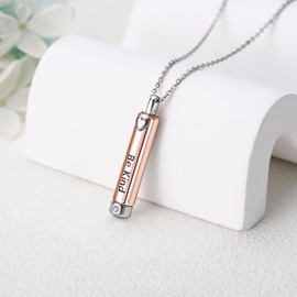 DAYLINLOVE Be Kind Of A B Necklace 925 Sterling Silver Hidden Message Necklace 3D Vertical Bar Pendant Necklace Sorority Jewelry Gifts for Best Friend Woman