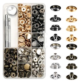 320PCS Stainless Steel Snaps, GTAAOY Snap Fasteners Kit, 15mm Heavy Duty Snap Button Press Stud Cap for Clothes Bag Leather Boat Canvas (80SET/4 Color)