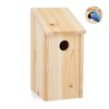 Relaxdays Nesting Box for Birds, for Hanging, Untreated Wood, Escape