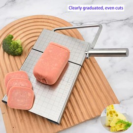 Cheese Slicer with 16 Replacement Wires, Cheese Cutter Board with Precision Scale, Cheese Cutter Slicer for Cutting Cheese Butter Ham Beet Boiled Eggs