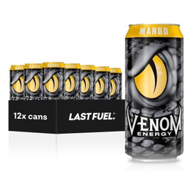 Venom Energy Drink, Mango, 0 Fat, 160mg Caffeine, 16 Fl Oz (Pack of 12) By LastFuel.