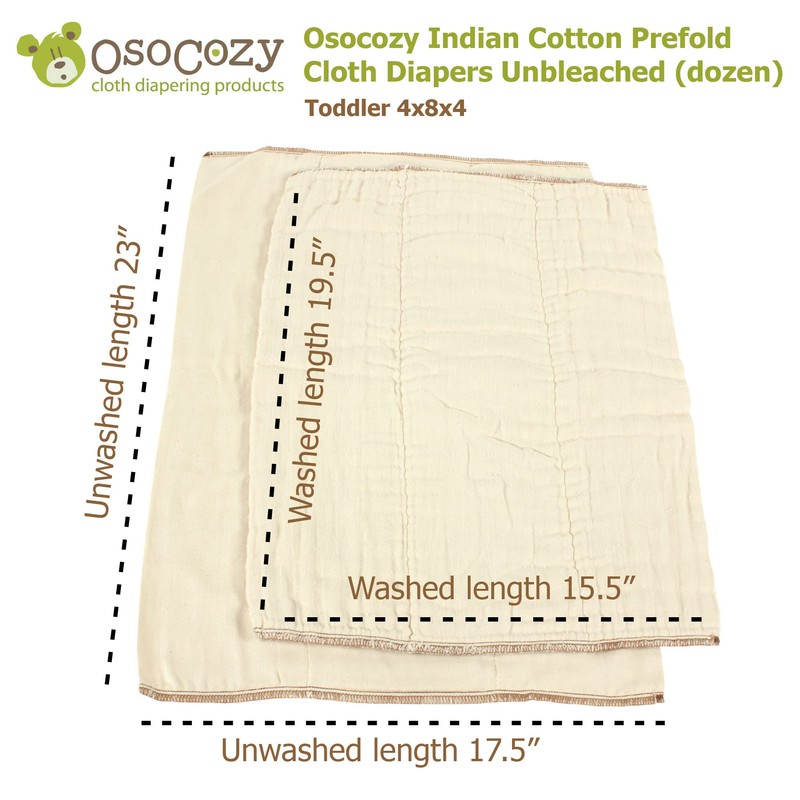 Unbleached Prefold Cloth Diapers by OsoCozy – 100% Cotton, Durable,