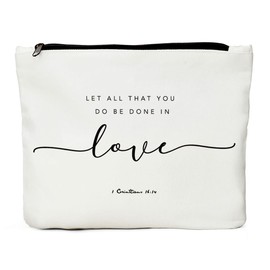 JIUWEIHU Christian Gifts Makeup Bag, Inspirational Bible Verse Cosmetic Bag