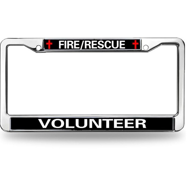 Fire Rescue Volunteer License Plate Frame Metal Firefighter Support Rattle-Proof