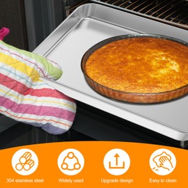 2 Pcs Toaster Oven Pan 304 Stainless Steel Small Baking Sheet Multipurpose Toaster Oven Tray for Commercial and Home Baking