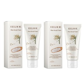 EELHOE Rice Scrub Foam, Deeply Clean Firming Pores Repair Facial Dull Skin Shine White Face Skincare Cleanser - Specification: 100ml-2PCS