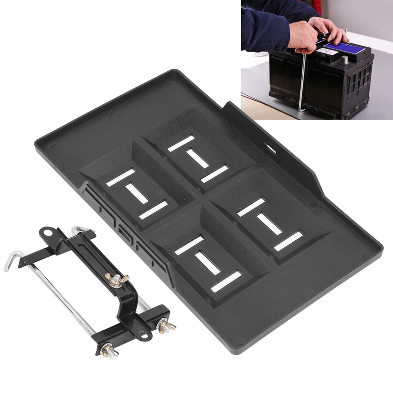 Car Battery Hold Down Tray Bracket Kit Height Adjustable Black