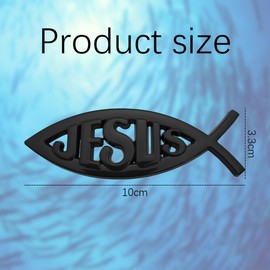 JNNJ Jesus Fish Sticker, Christian Cross Fish Emblem Metal Look Sticker, Jesus Christian Fish Symbol Car Decorations, Car Accessories, Universal Decoration Decal for SUV, Car (Black)