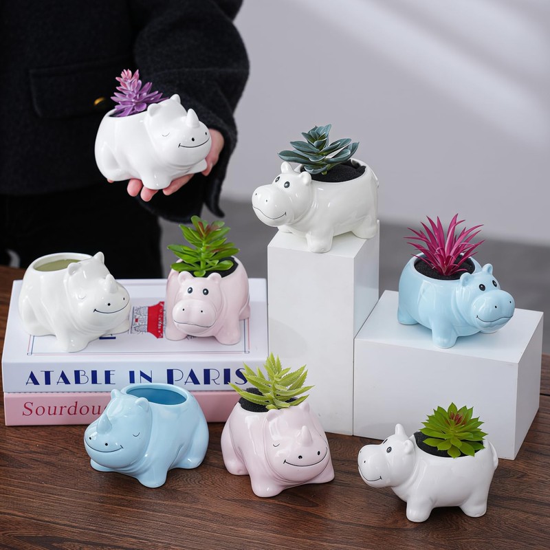 Cuteforyou Succulent Pots,Cute Animal Shaped Cartoon Ceramic Succulent Cactus Flower