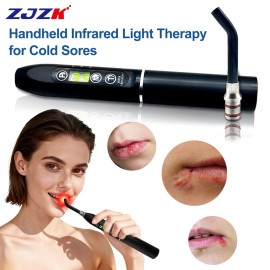 ZJZK Cold Sore Canker Sore Red Light Therapy Device Handheld 660nm 850nm PBM Home Use