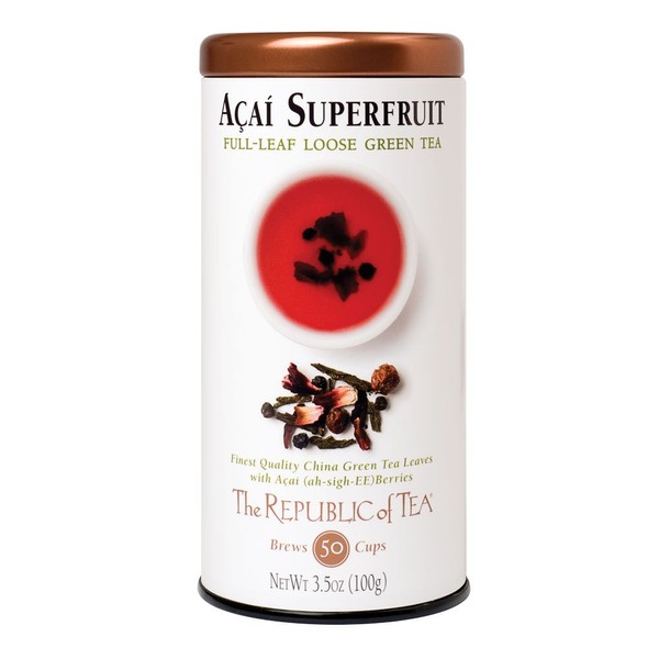 The Republic of Tea Acai Superfruit Green Tea Full-Leaf Tea, 3.5 Ounces / 50-60 Cups