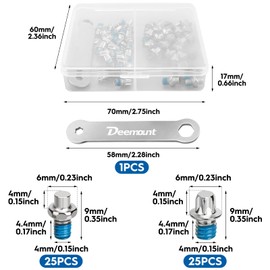 50 Pcs Bicycle Pedal Bolts Screw, M4*4.4 Bicycle Pedals Non-Slip Nails, Bike Pedals Anti Skid Nails, Bicycle Curve Screws Bicycle, Stainless Steel Pedal Bolts, for Bikes, with Spanner (2 Styles)