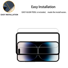 HKKAIS Easy Alignment Frame Designed For iPhone14 Pro Max Tempered Glass Screen Protector 2-Pack Camera Lens Protector Film 2-Pack