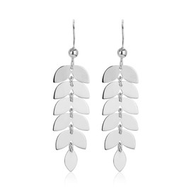 Vanbelle Sterling Silver Jewelry - Rhodium Plated with 925 Stamp - Leaf Drop Earring with French Hook - Elegant Handcrafted Earring for Women