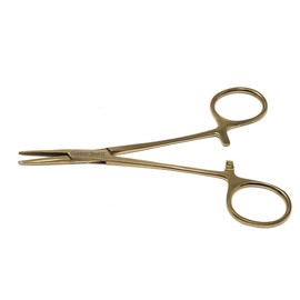 Pet Groomer Dog/Cat Hemostat Forceps 5" Hair Puller with STR Serrated Tips Ear Care Multipurpose Ratchet Locking Clamps Made of Stainless Steel Helps in Cleaning Nose, Paws, Furs - Full Gold
