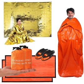 CANIKA Emergency Blanket, Heat Sheet, Survival Sleeping Bag Set, Earthquake, Disaster Prevention, Thermal, Cold Protection, 2 Envelope Types + 1 Cloth Type, For Sleeping in a Car, Evacuation
