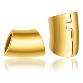 LADEMAYH 2Pcs Chic 0g Ear Cuff Tunnels for Ears Gauges Body Jewelry, Plain Gold Ear Hangers Dangle Gauge Earrings, Lightweight Hypoallergenic Stainless Steel Ear Tunnels Stretcher Expander