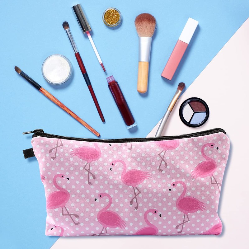 Lotsdonxia Waterproof Cosmetic Bag for Travel – Cute Flamingo Design